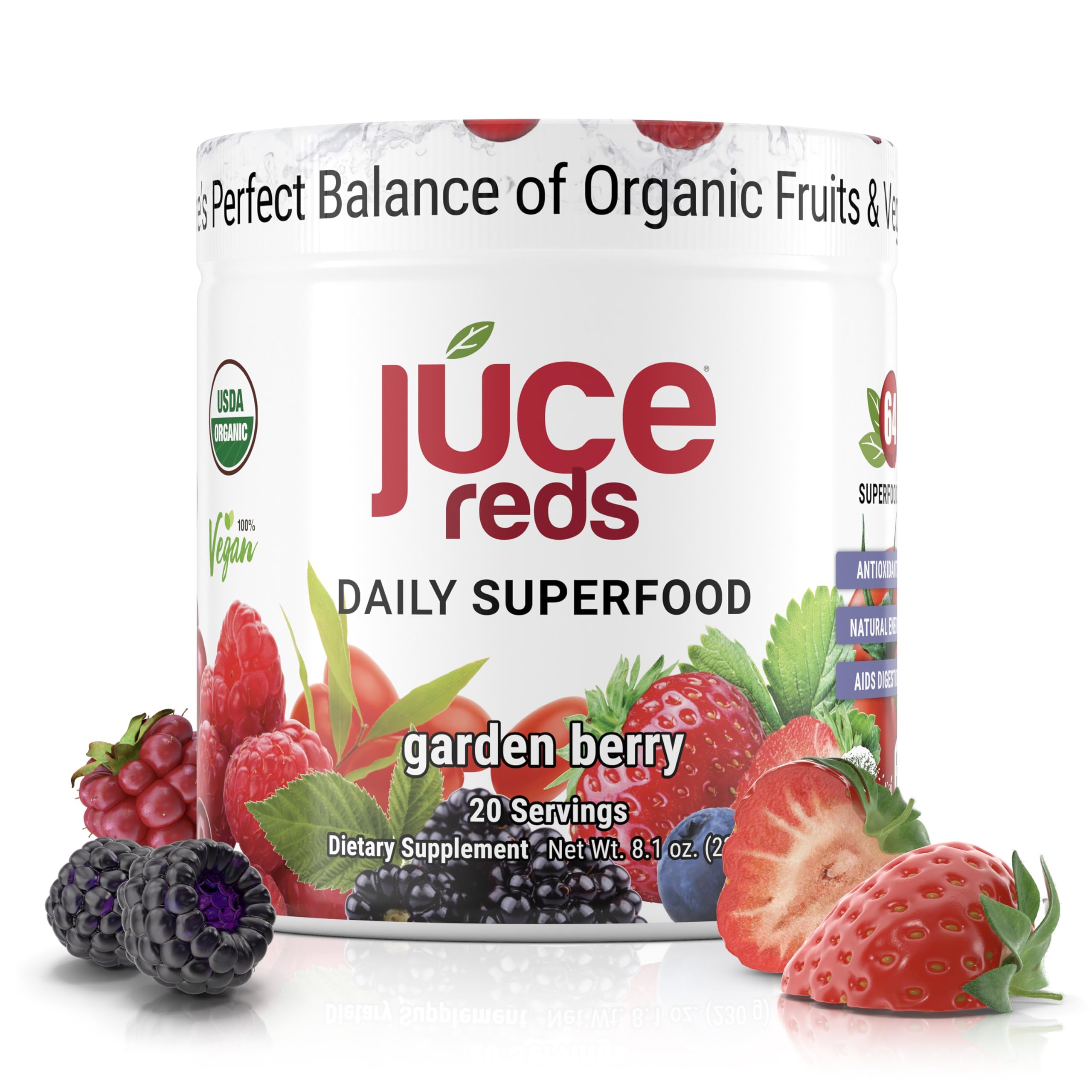 Terra Kai JUCE Reds Garden Berry flavor front label