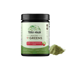 Terra Origin Healthy Greens Powder Blend Kiwi Strawberry canister front