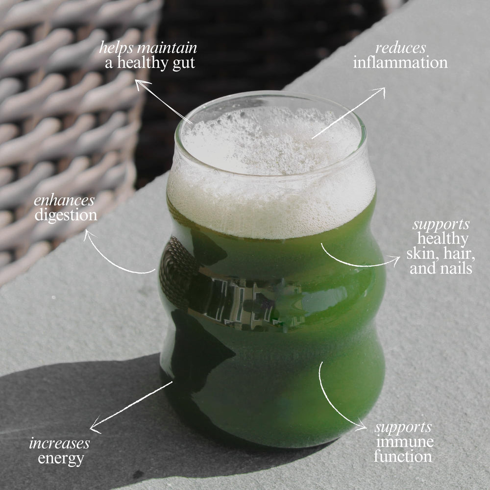 Spirulina and leafy greens in Terra Origin Healthy Greens blend