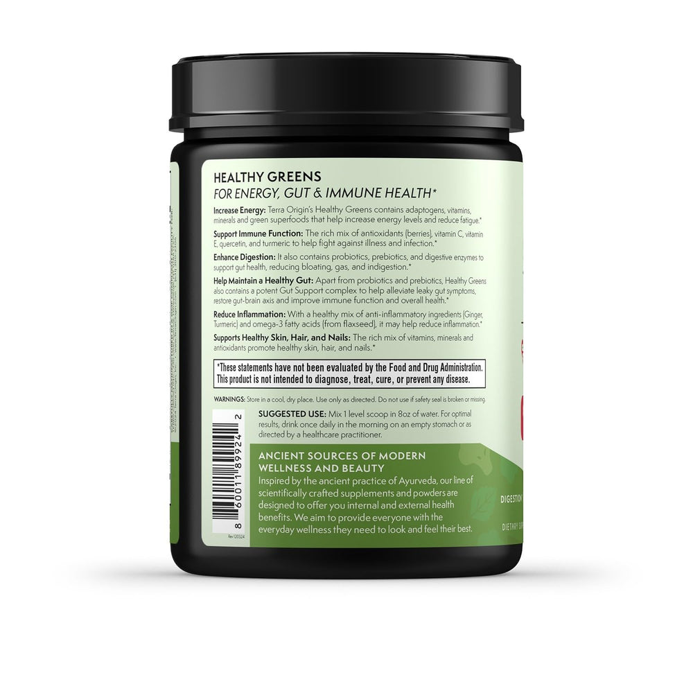 Matcha and beet root powder components in Terra Origin blend