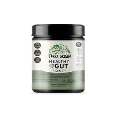 Terra Origin Healthy Gut Mint Flavor powder container on white background