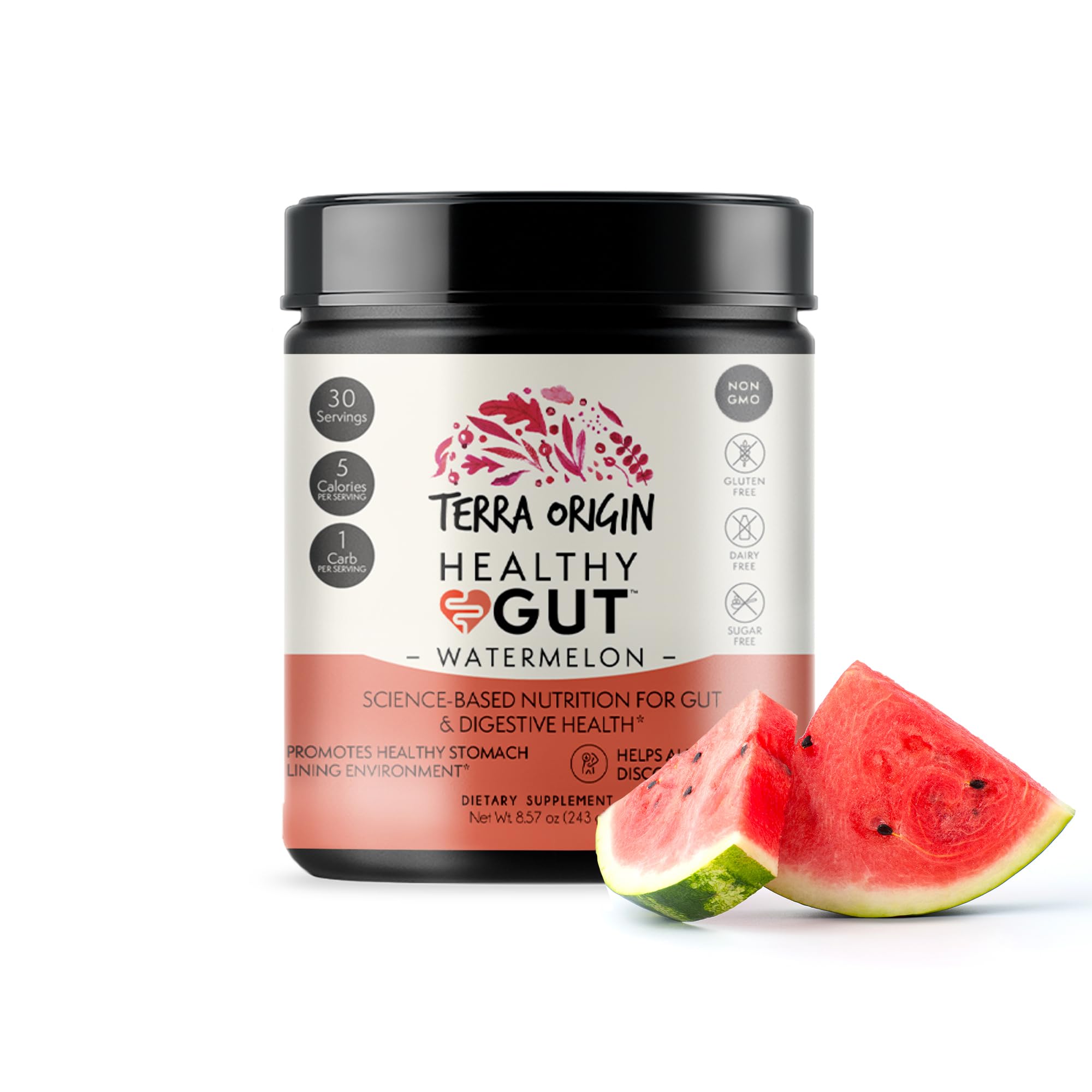 Terra Origin Healthy Gut Watermelon bottle label