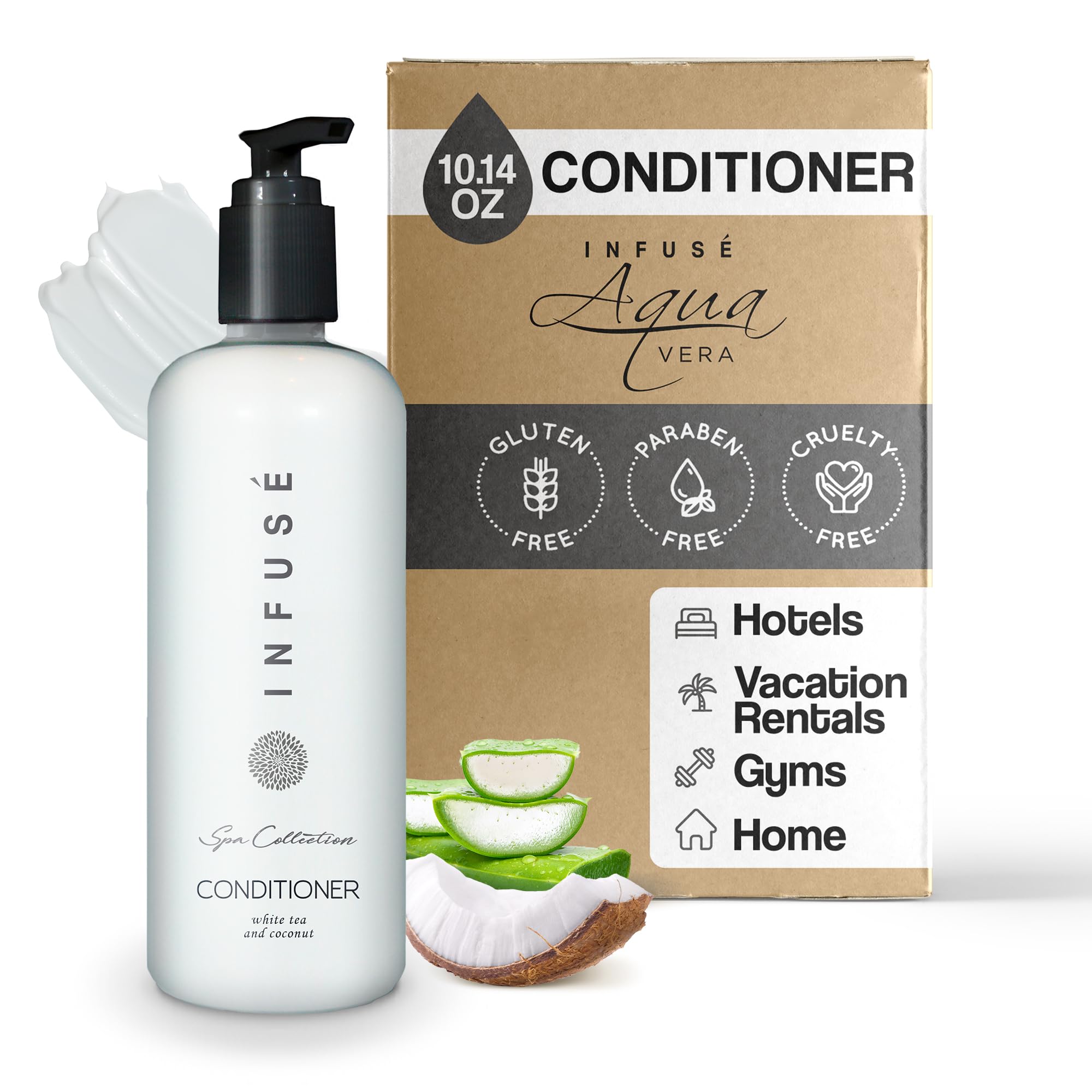 Terra Pure Infuse conditioner bottle showcases compact hotel-size convenience.