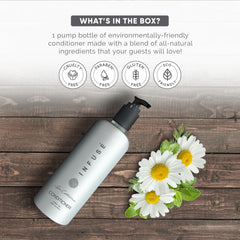 Compact refill-friendly packaging promotes waste reduction in vacation rentals.