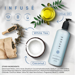 Terra Pure Infuse shampoo on bathroom shelf for organized spaces