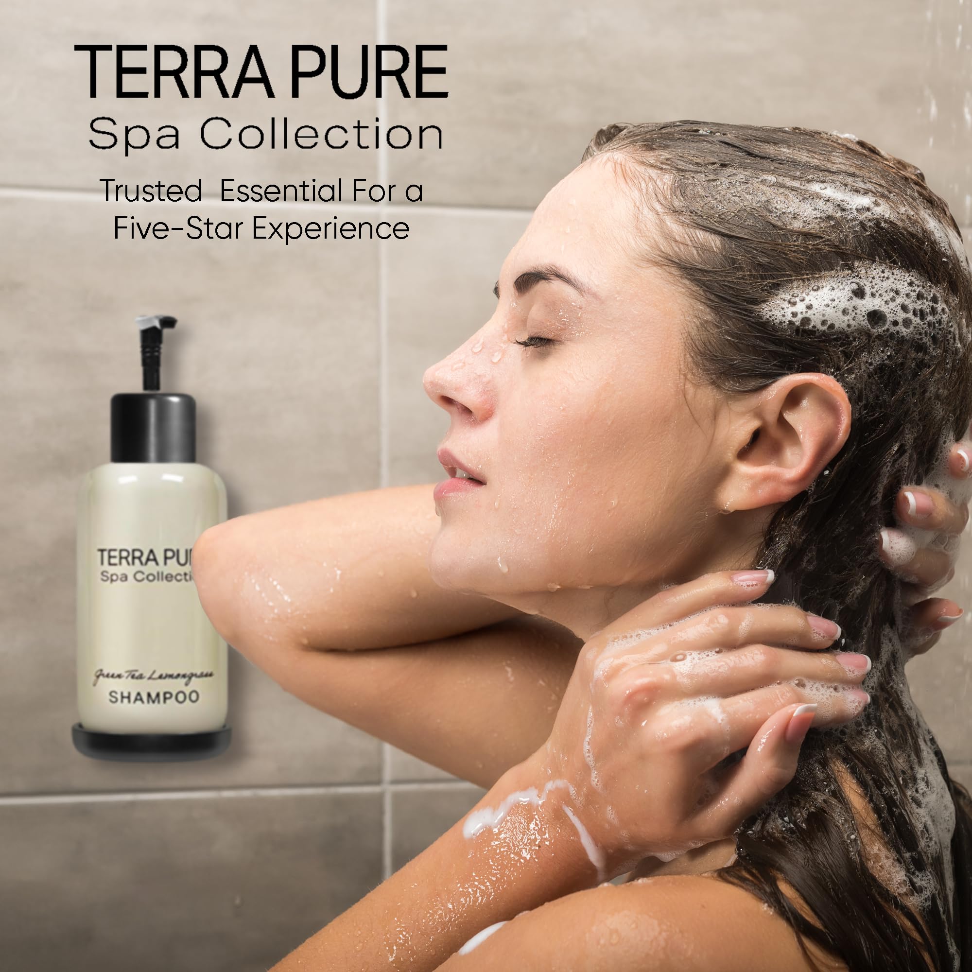 Terra Pure Spa Shampoo with bulk hotel amenities, simplifying guest provisioning.
