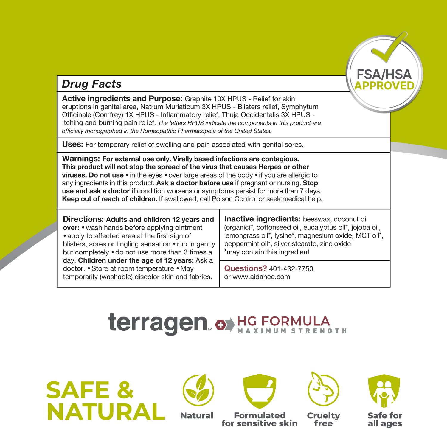 Terragen HG MAX made in USA branding on packaging indicating high quality