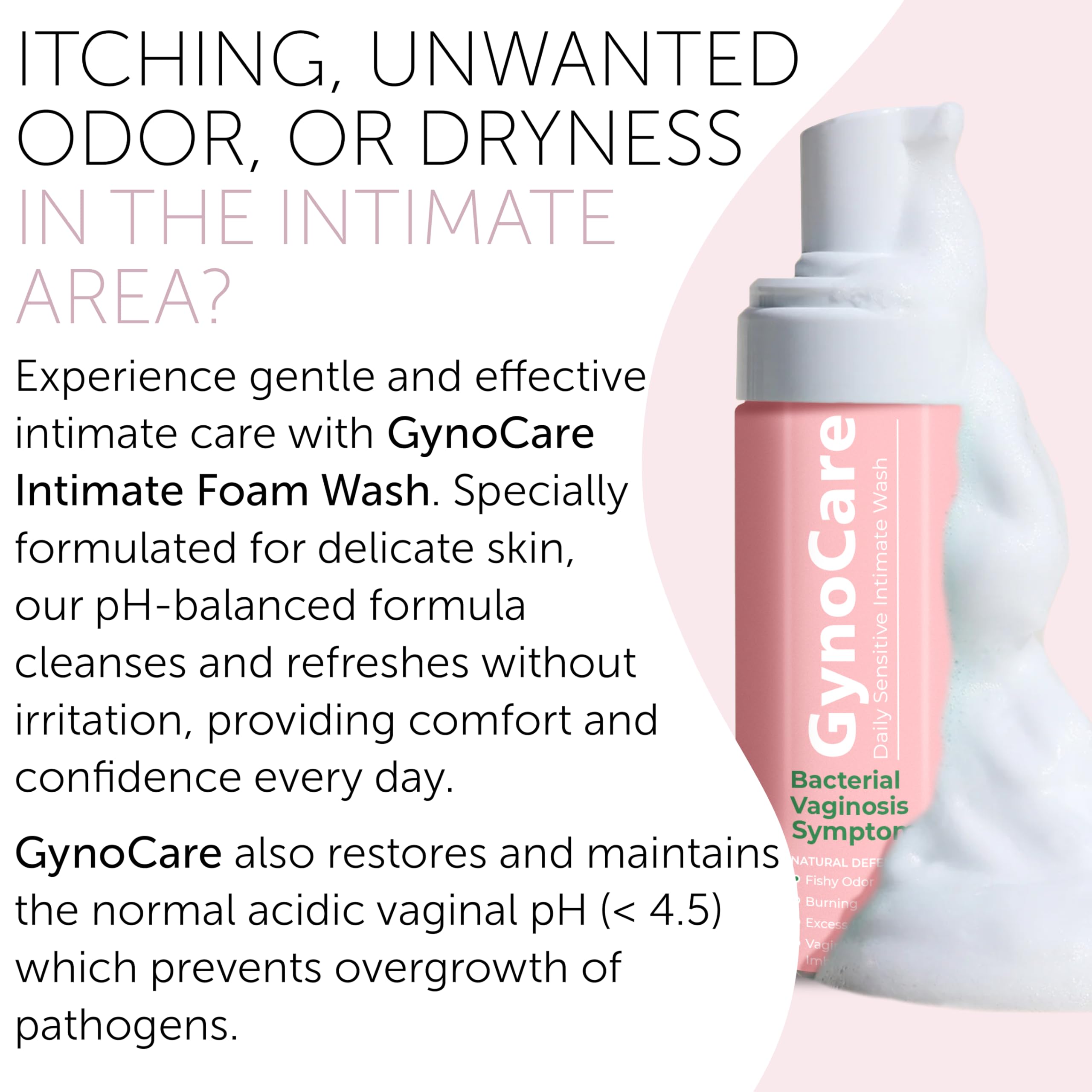 Terramed Just Think Comfort feminine wash bottle dispense demonstrates easy daily use for pH-balanced care