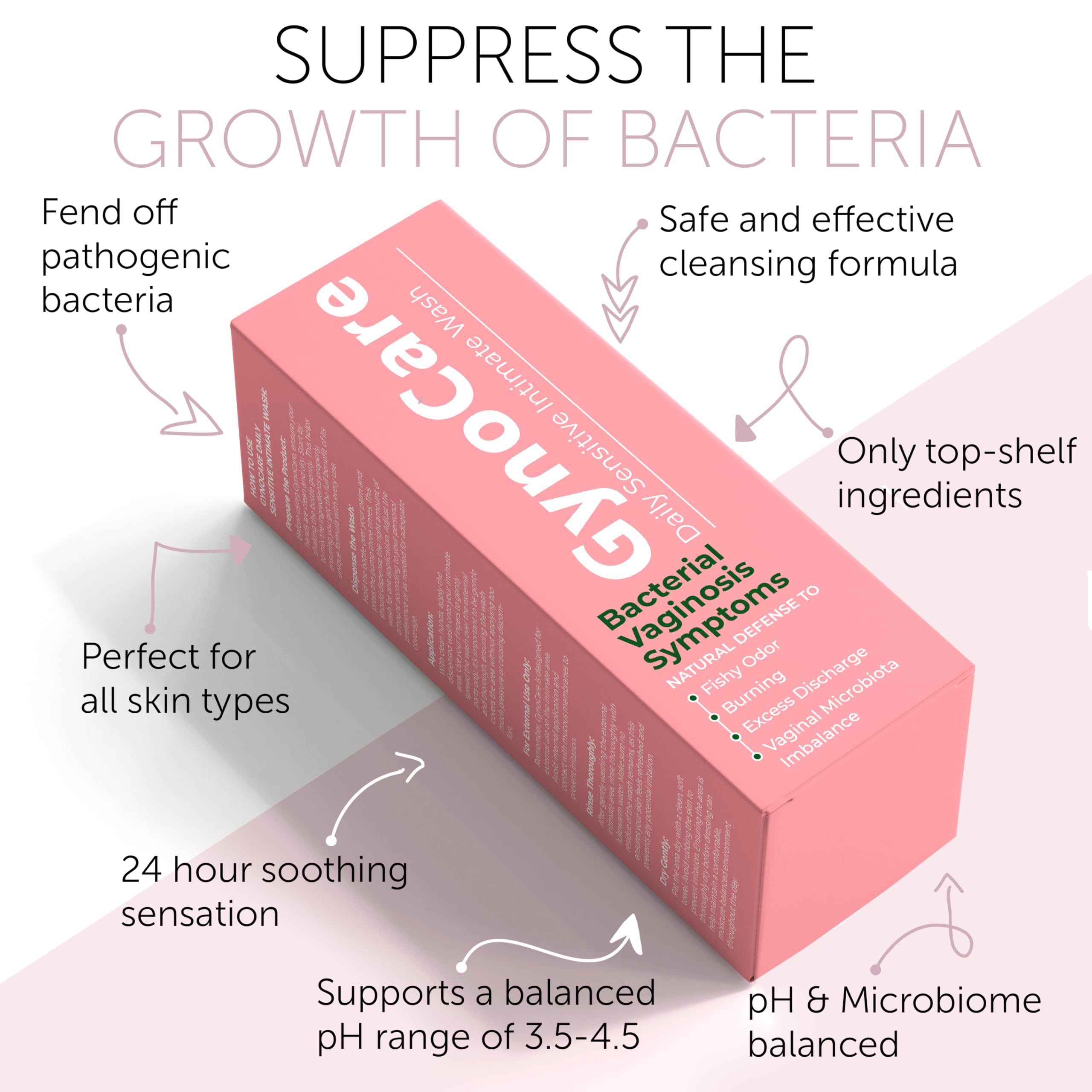 Terramed Just Think Comfort feminine wash label ingredients highlighting probiotics and boric acid