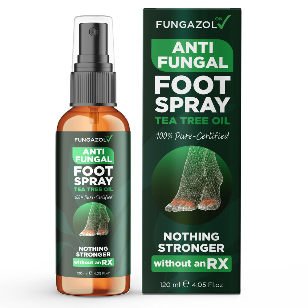 Terramed Just Think Comfort foot spray bottle with tea tree oil provides antifungal protection.