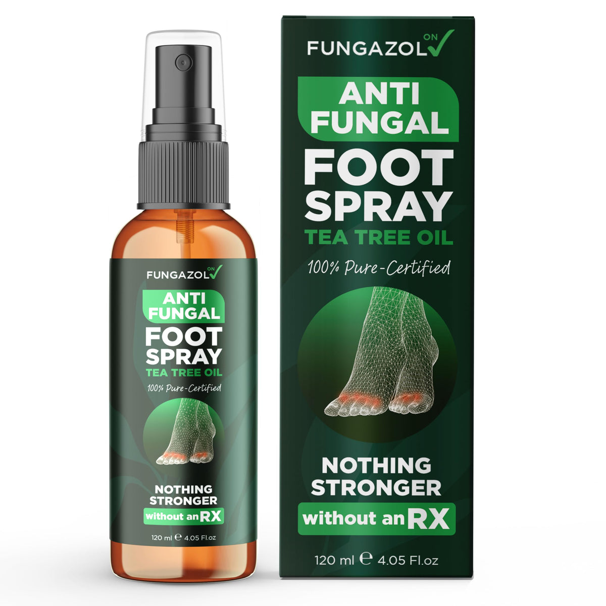 Terramed Just Think Comfort foot spray bottle with tea tree oil provides antifungal protection.