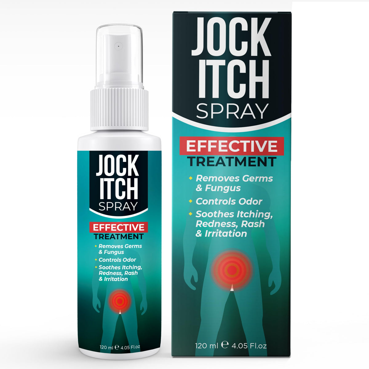 Terramed Just Think Comfort jock itch spray bottle ready for fast-relief application.