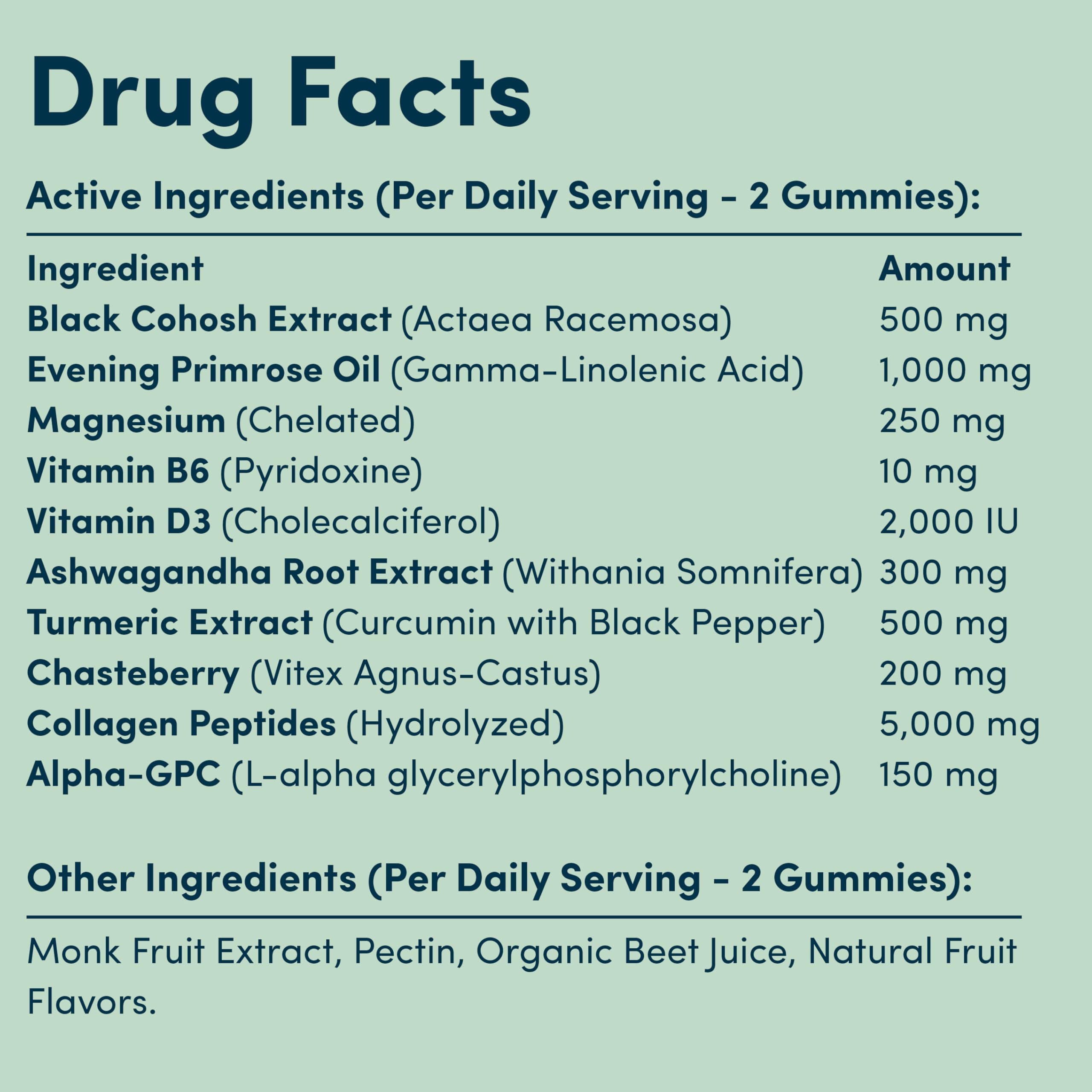 Terramed Just Think Comfort perimenopause gummies bottle side highlighting vegan formula for hormonal balance.
