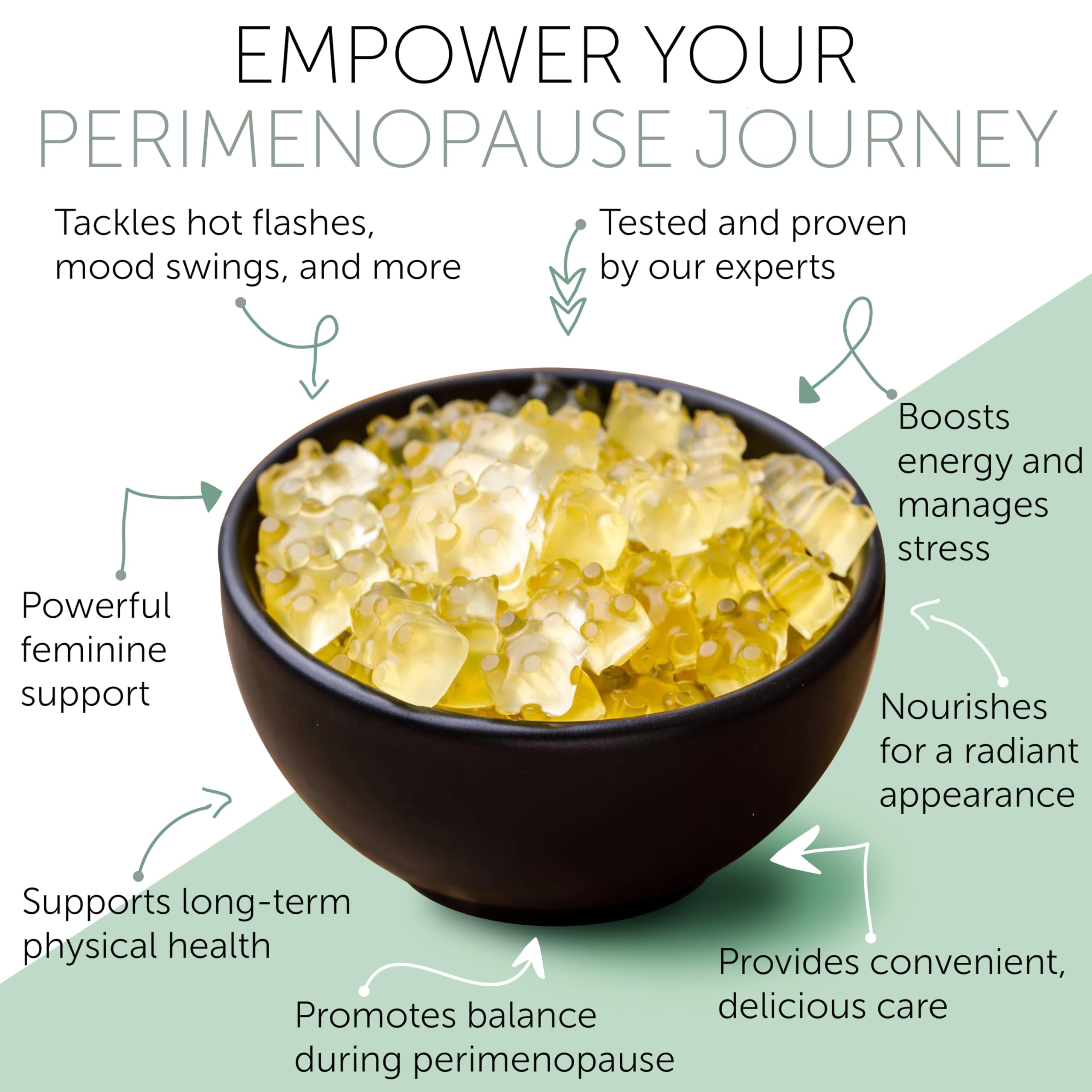 Terramed Just Think Comfort perimenopause gummies on a clean surface signaling convenient sleep support.