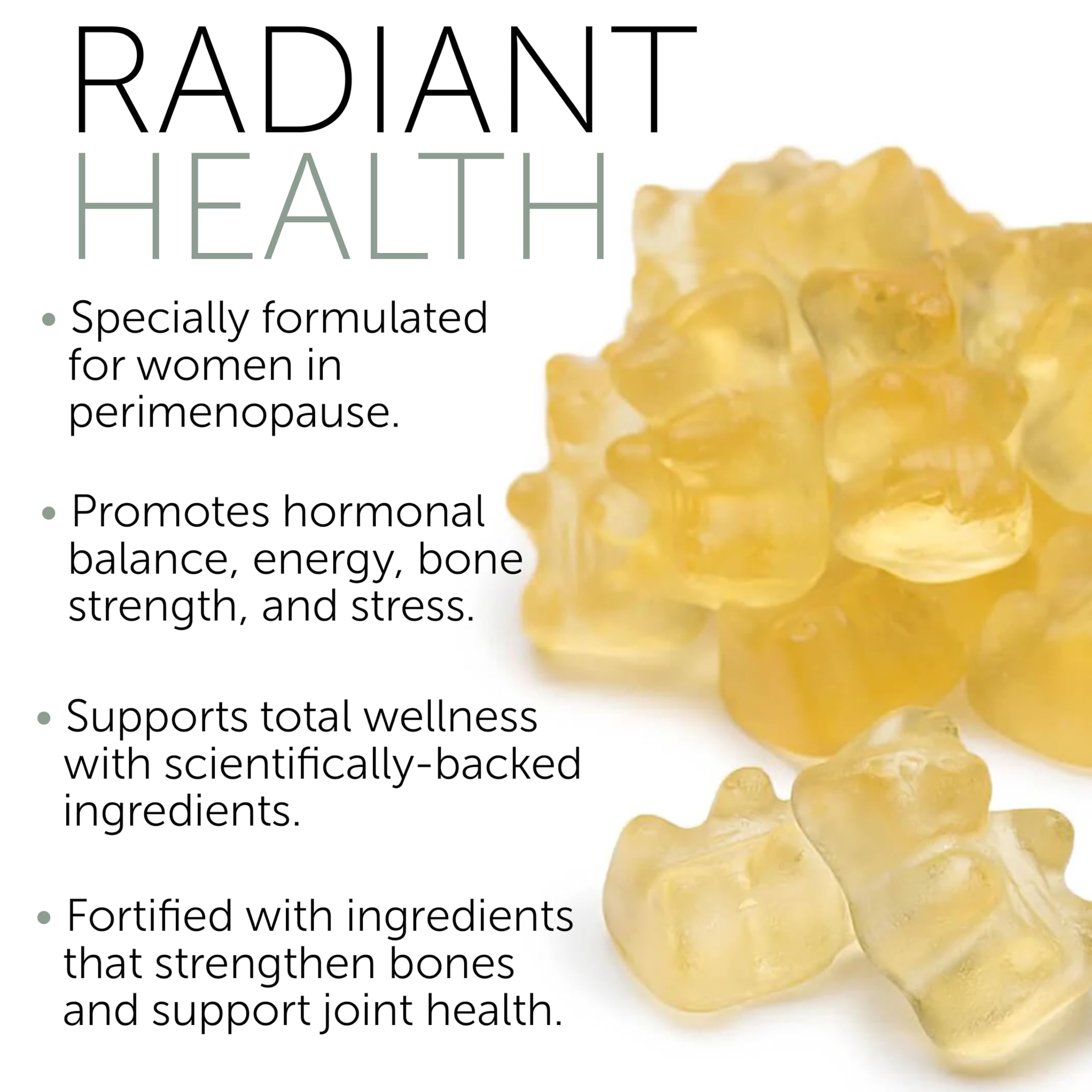 Terramed Just Think Comfort perimenopause gummies near a calendar implying cycle regulation support.