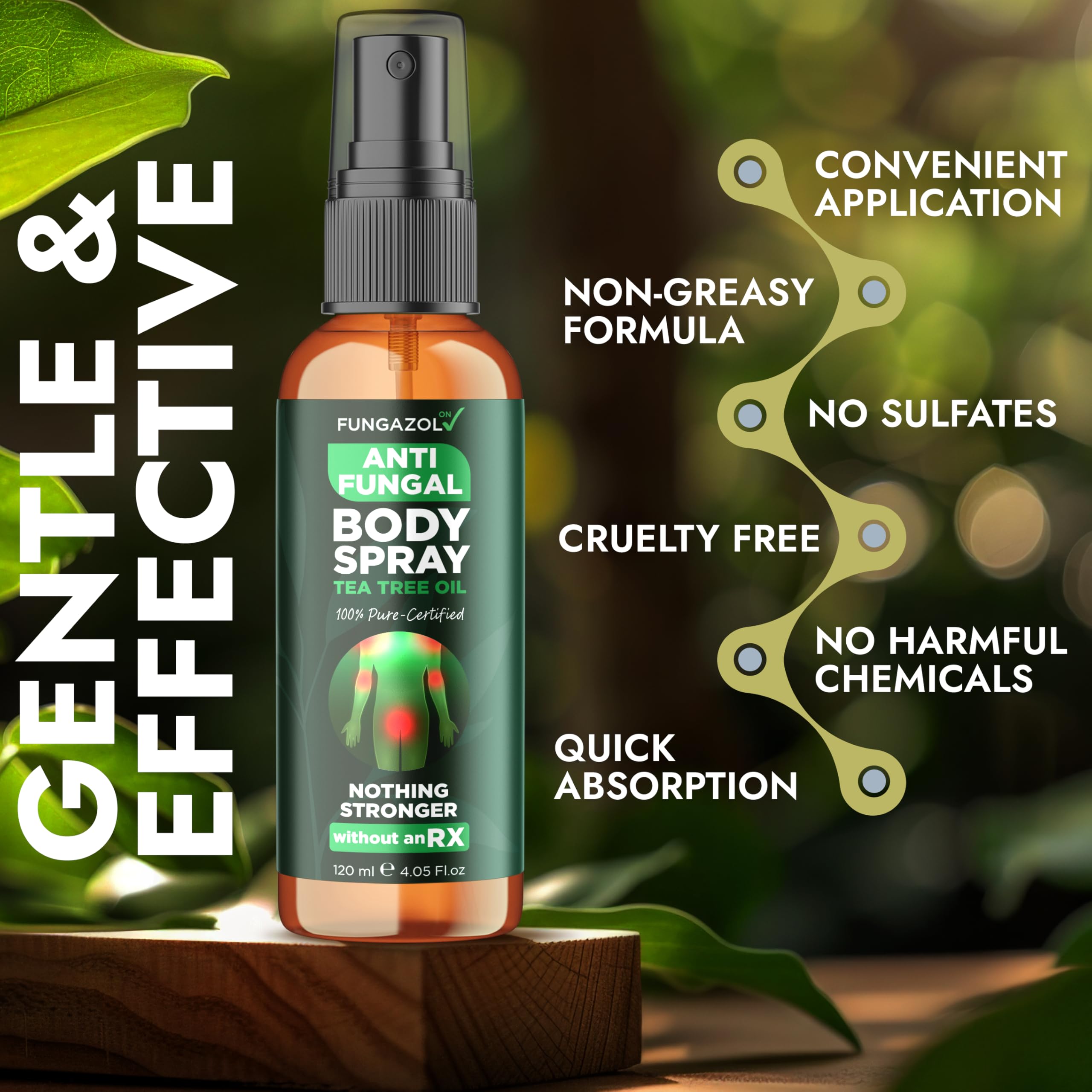 Terramed Just Think Comfort Tea Tree Body Spray close-up highlights soothing tea tree oil