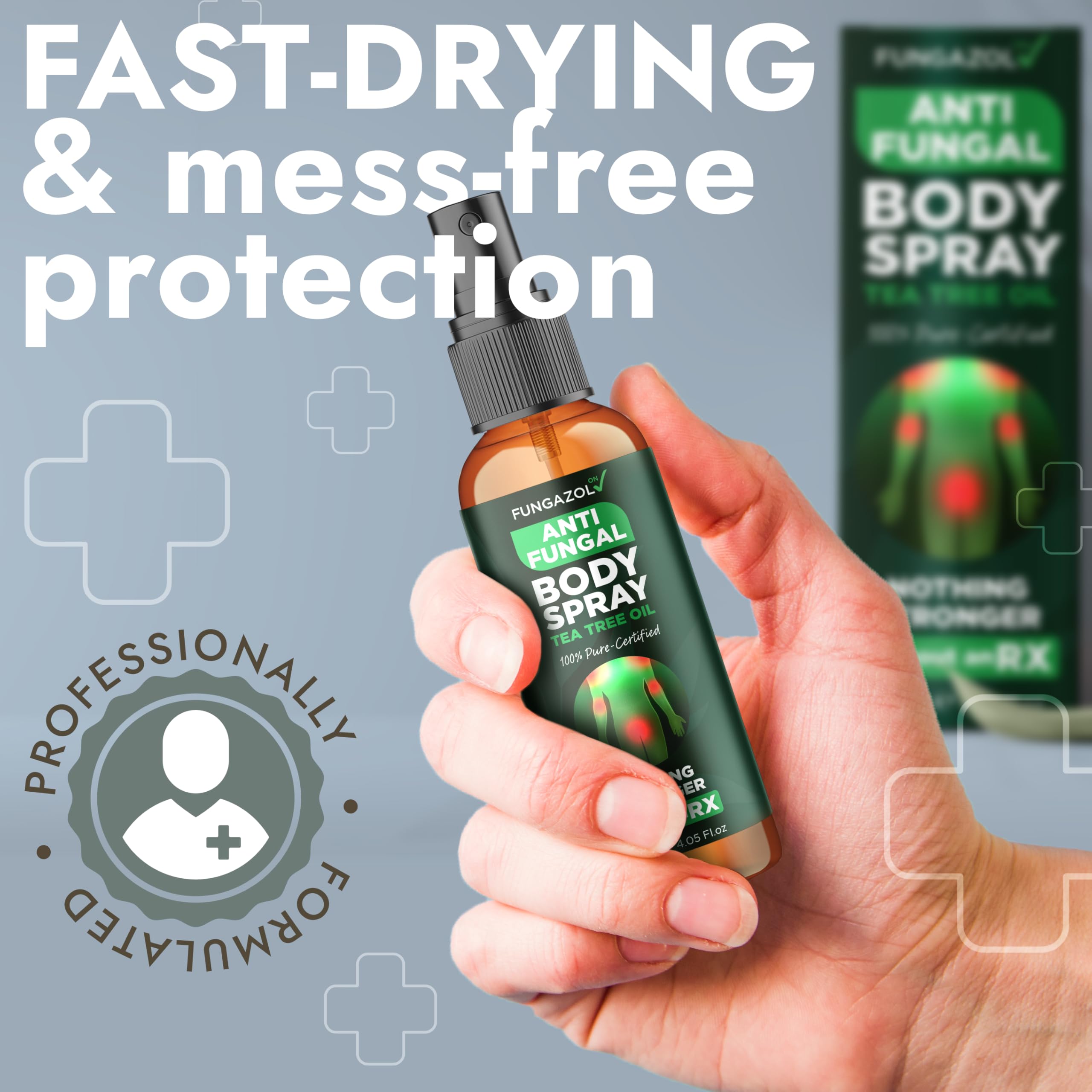 Terramed Just Think Comfort Tea Tree Body Spray dries quickly with a non-greasy finish