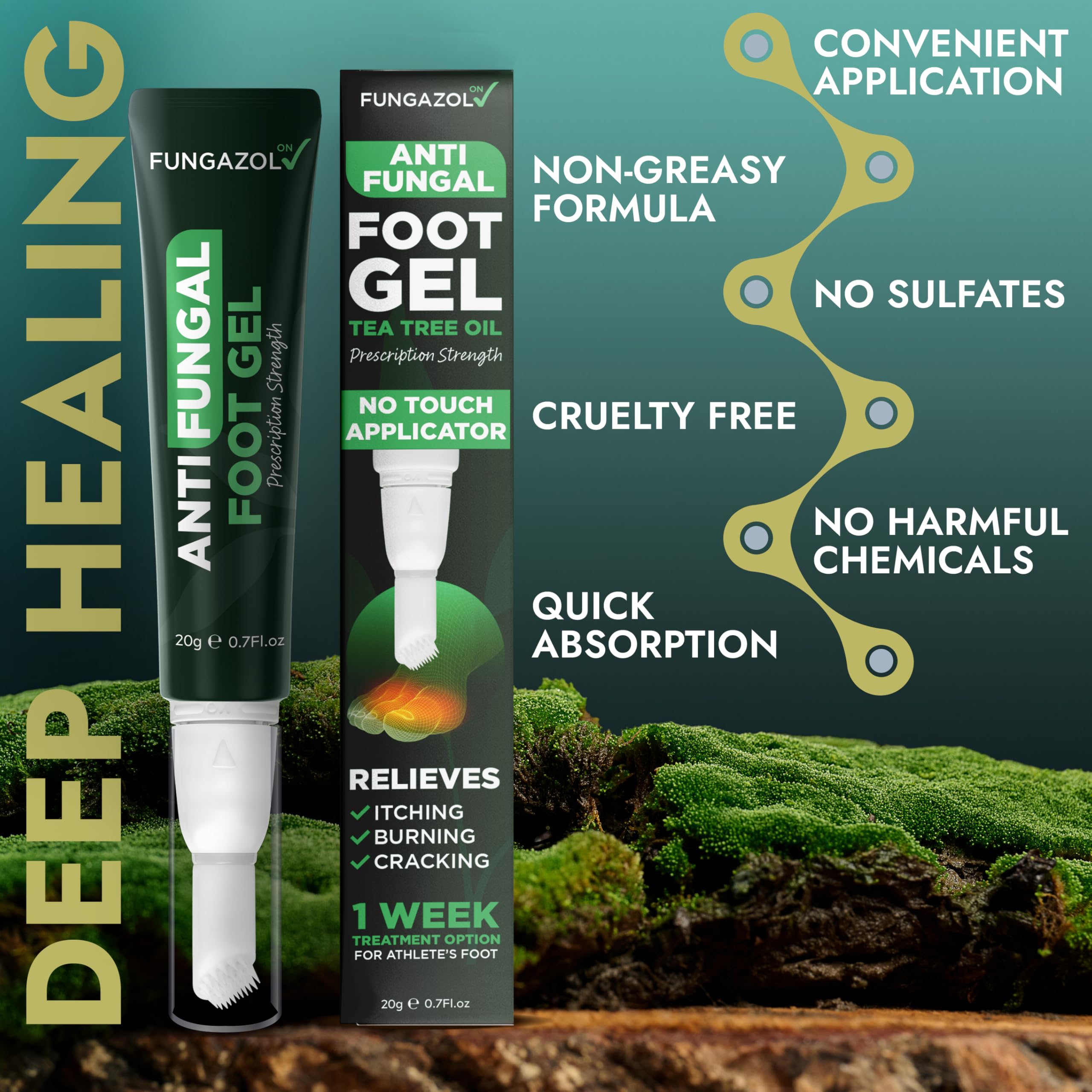 Terramed Just Think Comfort tea tree gel close-up, moisturizing for soothing skin