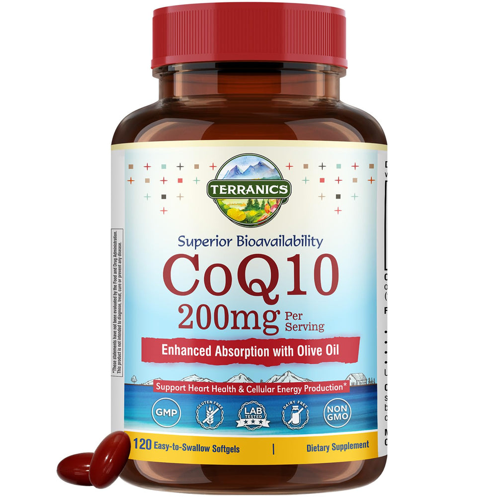 Terranics CoQ10 200mg softgel bottle
