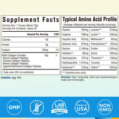Terranics Multi Collagen Peptides Powder 16oz bottle back label