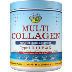 Terranics Multi Collagen Peptides Powder 16oz bottle front view