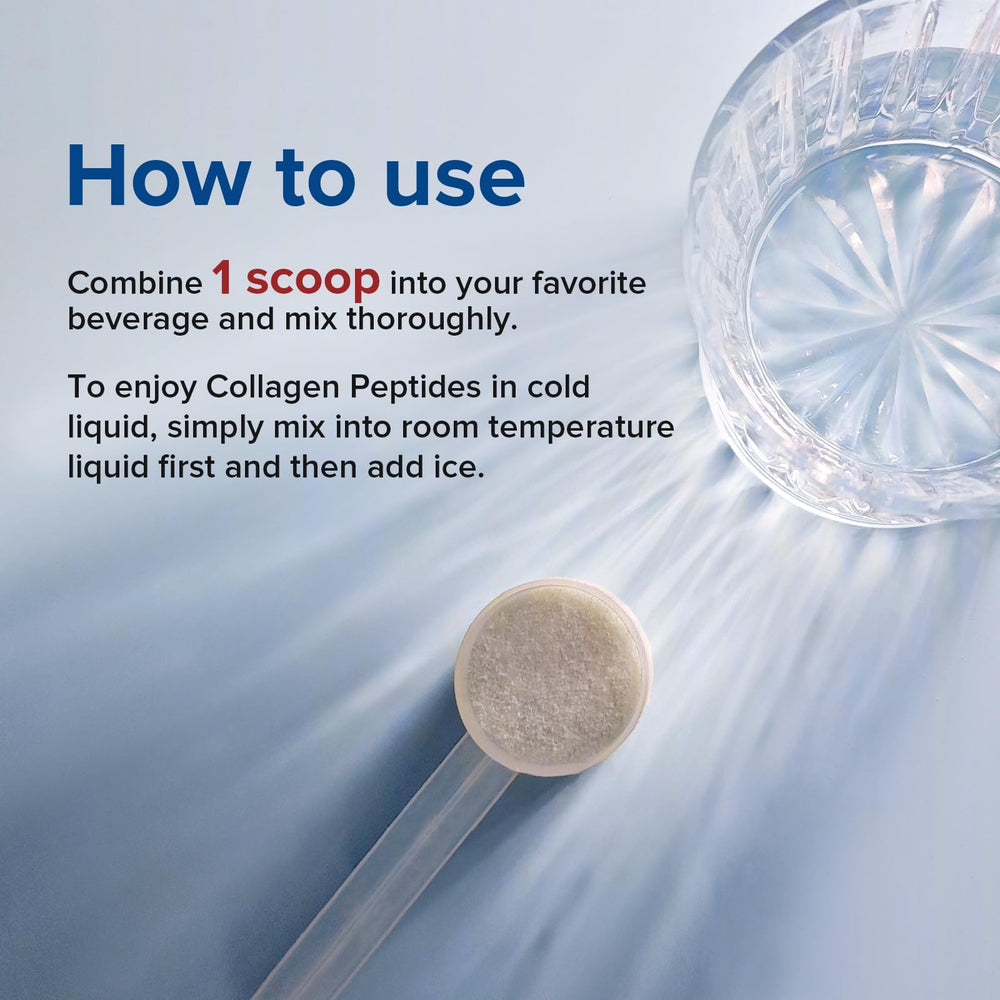 Unflavored collagen powder being poured into a glass