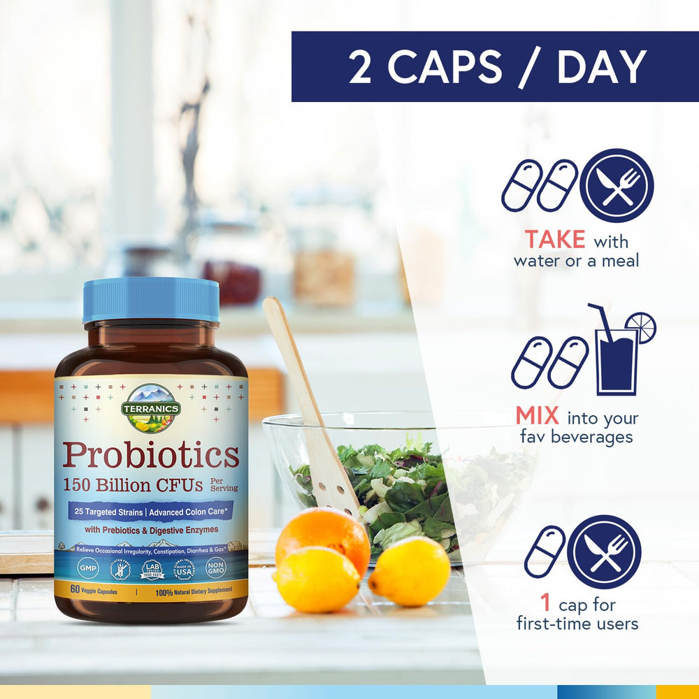 Shelf-stable Terranics probiotic bottle