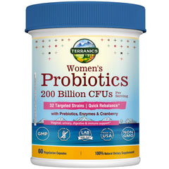 Terranics women's probiotic bottle and label