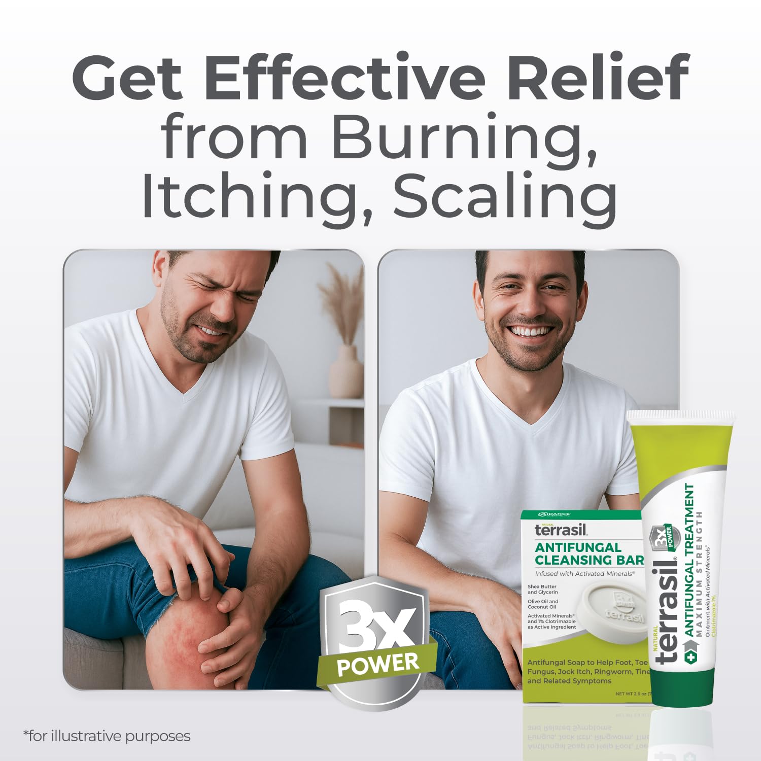 Terrasil antifungal soap lather demonstrating daily cleansing benefits
