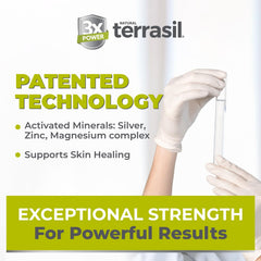 Terrasil application routine graphic for daily use and symptom relief potential.