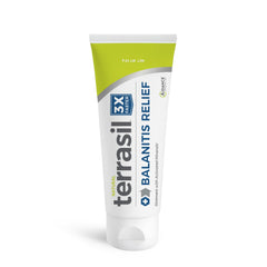 Terrasil Balanitis Relief ointment tube top view for fast soothing relief.