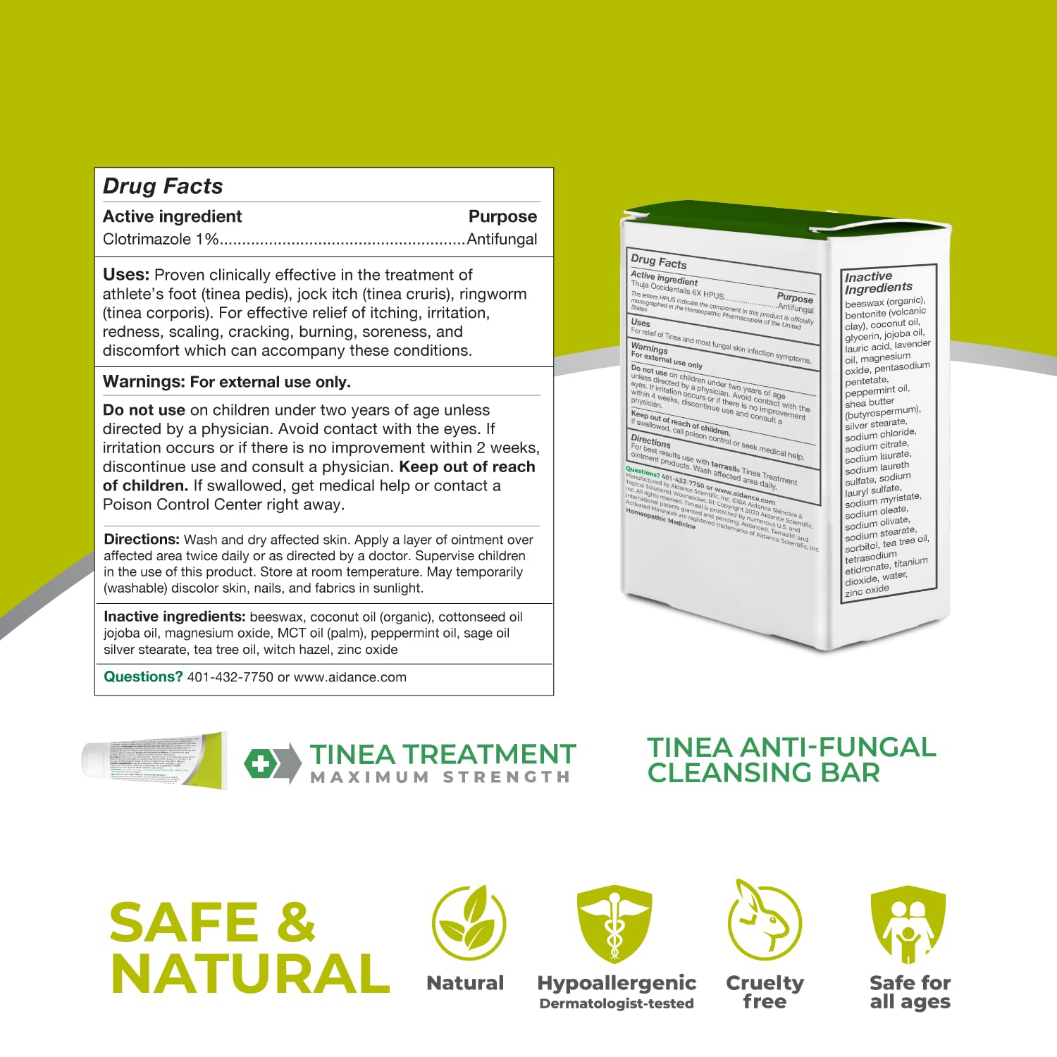 Terrasil kit packaging open shows tube and soap bar for convenient care.