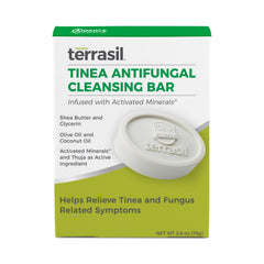 Terrasil Tinea Soap bar packaging showcases natural antifungal care for sensitive skin