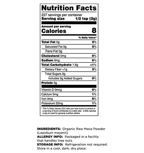 Close-up of Terrasoul maca powder product label