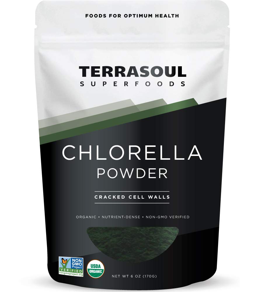 Terrasoul Organic Chlorella Powder Cracked Cell Walls front label 6 oz