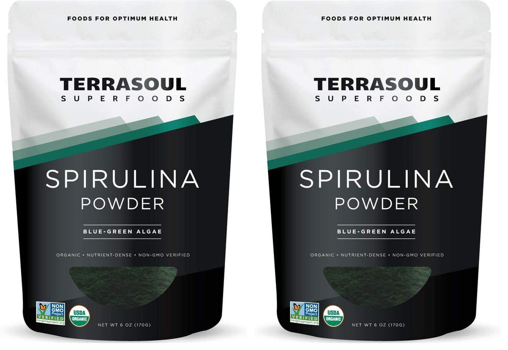 Terrasoul Organic Spirulina Powder 6 oz Pack of 2 — front view