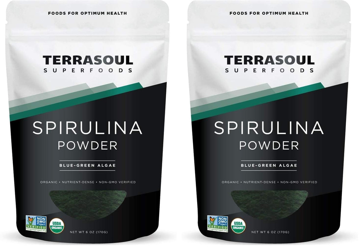 Terrasoul Organic Spirulina Powder 6 oz Pack of 2 — front view