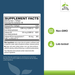 Close-up of Terry Naturally A•D3•K2 softgels bottle