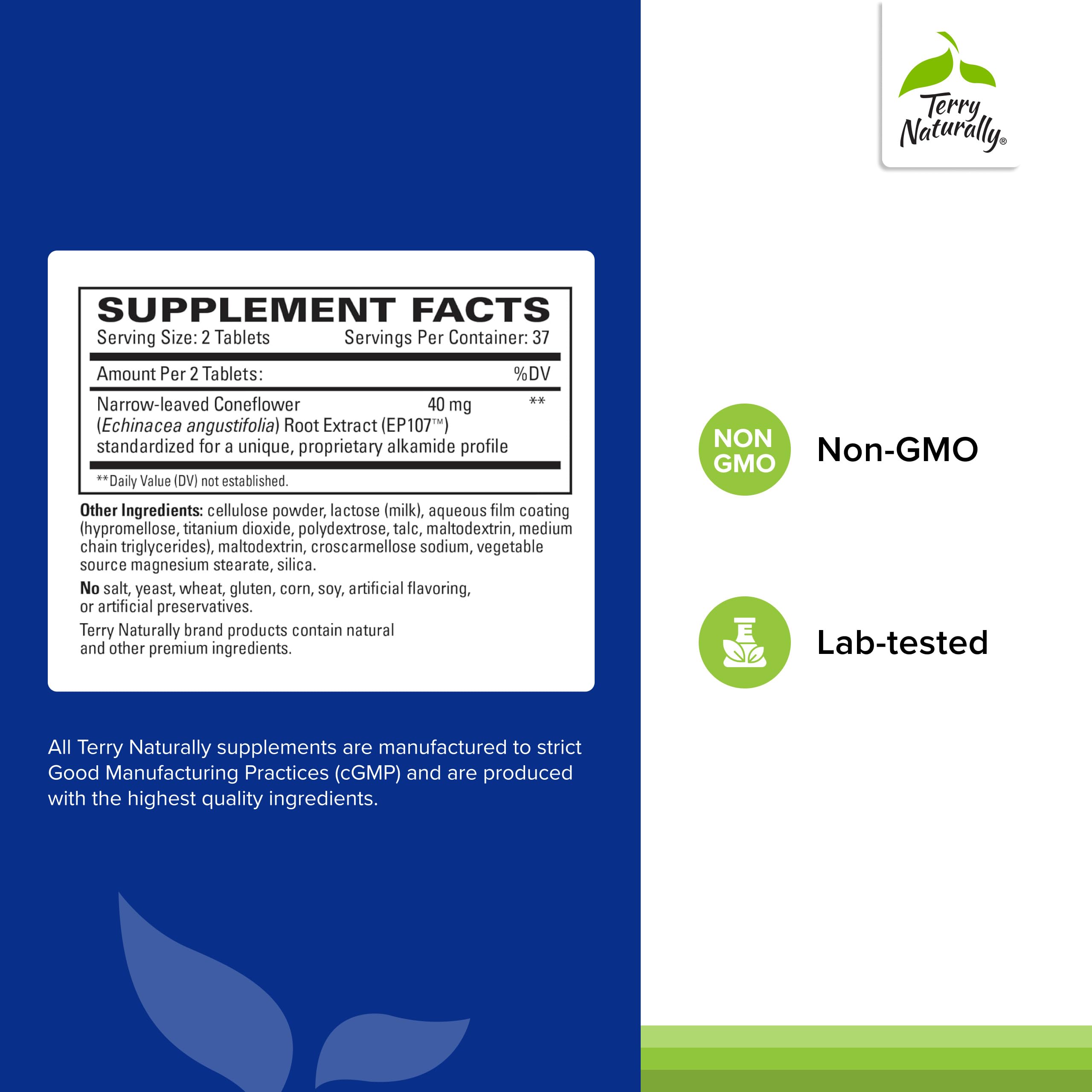 Terry Naturally AnxioCalm bottle back label with usage guidance