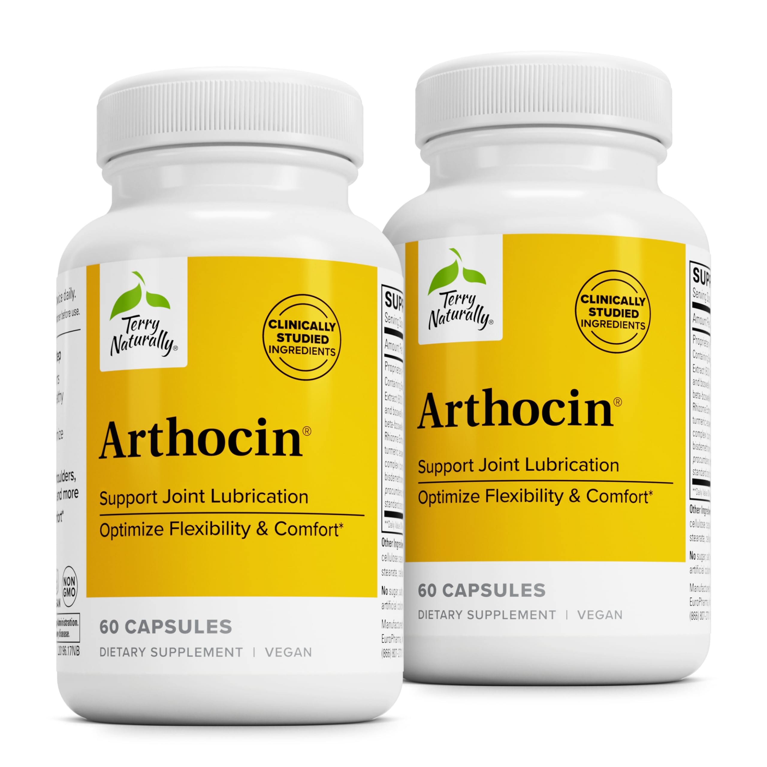Front view of Terry Naturally Arthocin Boswellia Serrata Capsules 2-pack (60 capsules per pack)