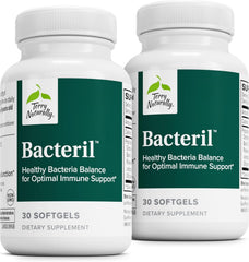 Terry Naturally Bacteril intestinal support supplement bottle with 30 softgels (pack of 2).