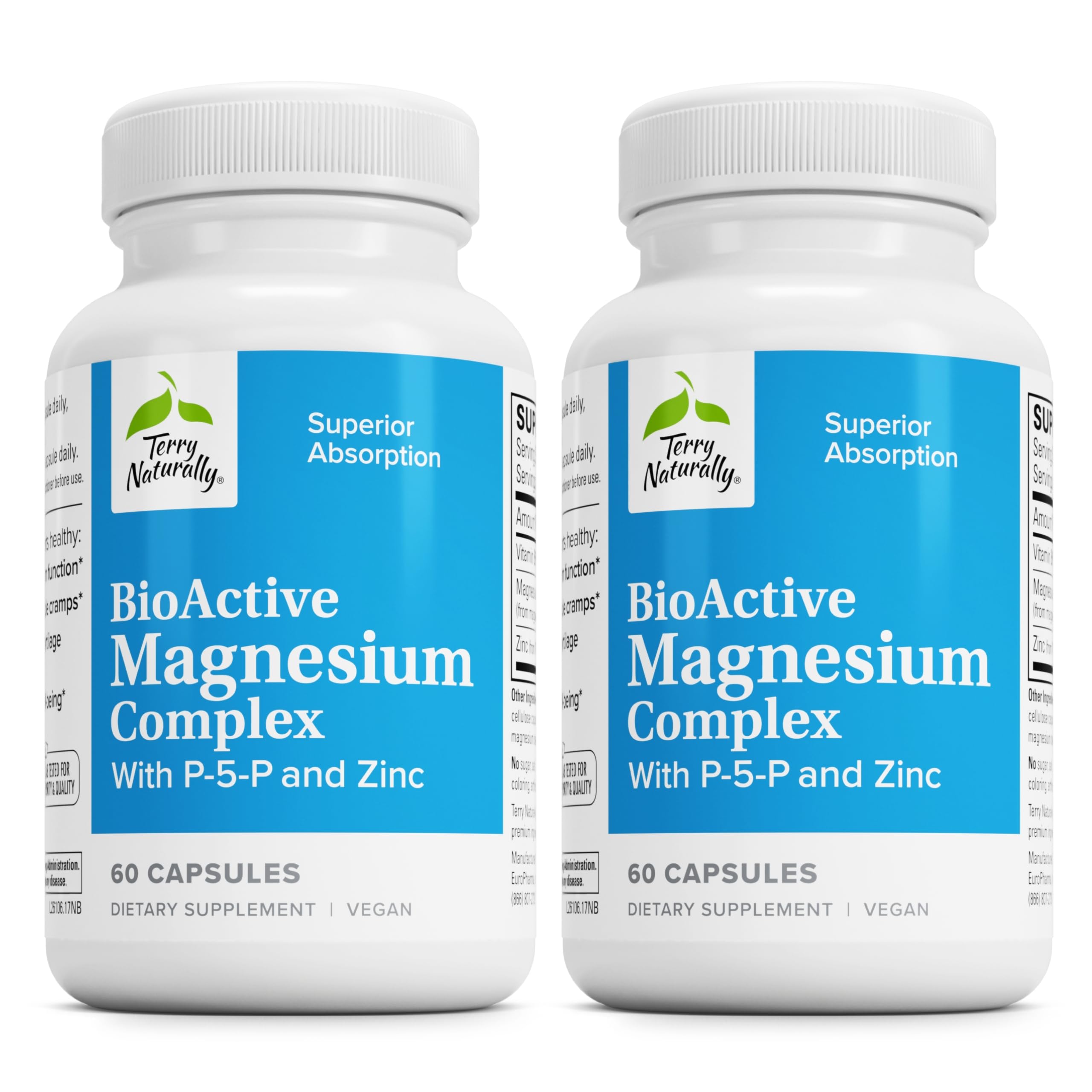Front label of Terry Naturally BioActive Magnesium Complex bottle