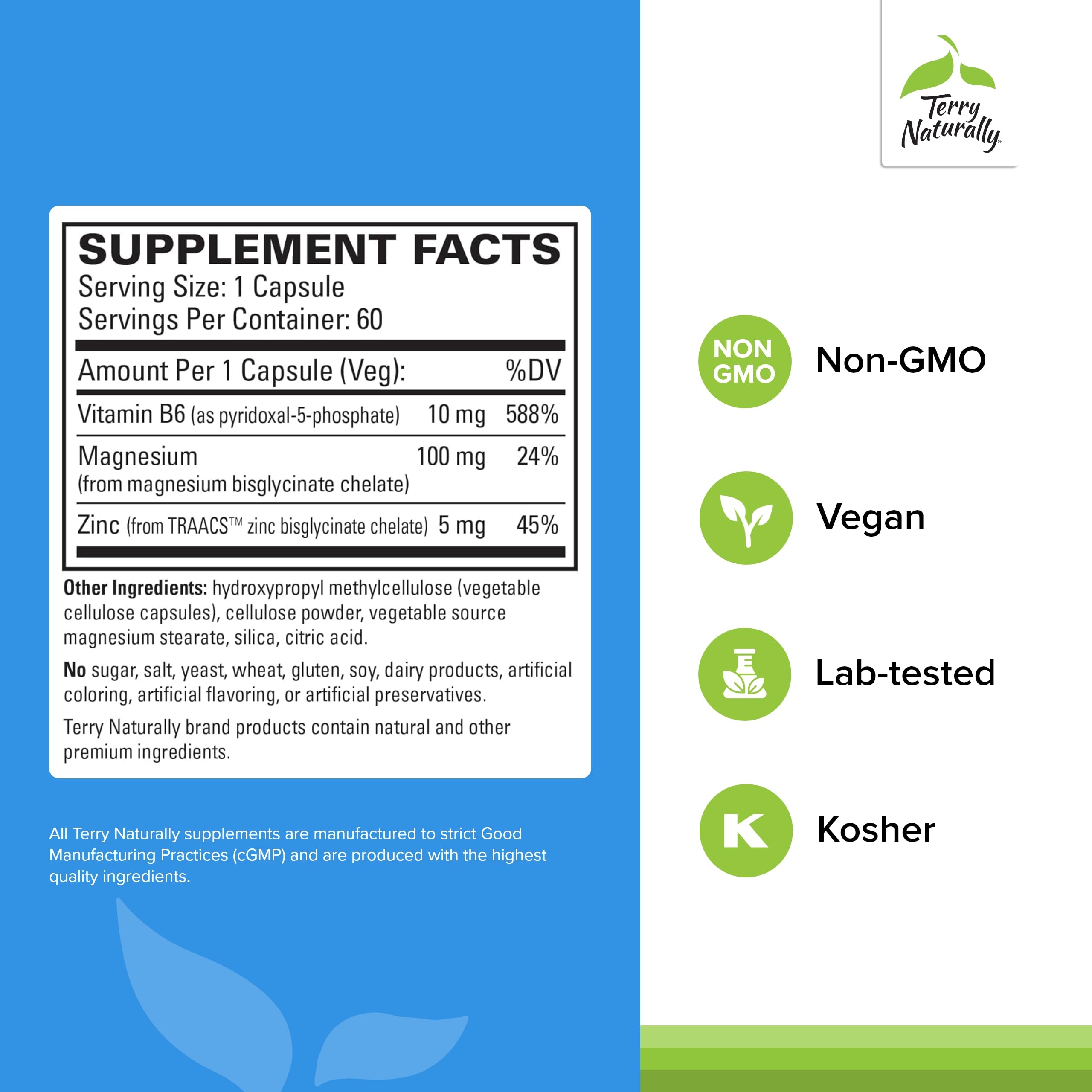 Illustration of Pyridoxal-5-Phosphate (P-5-P) and zinc with B6