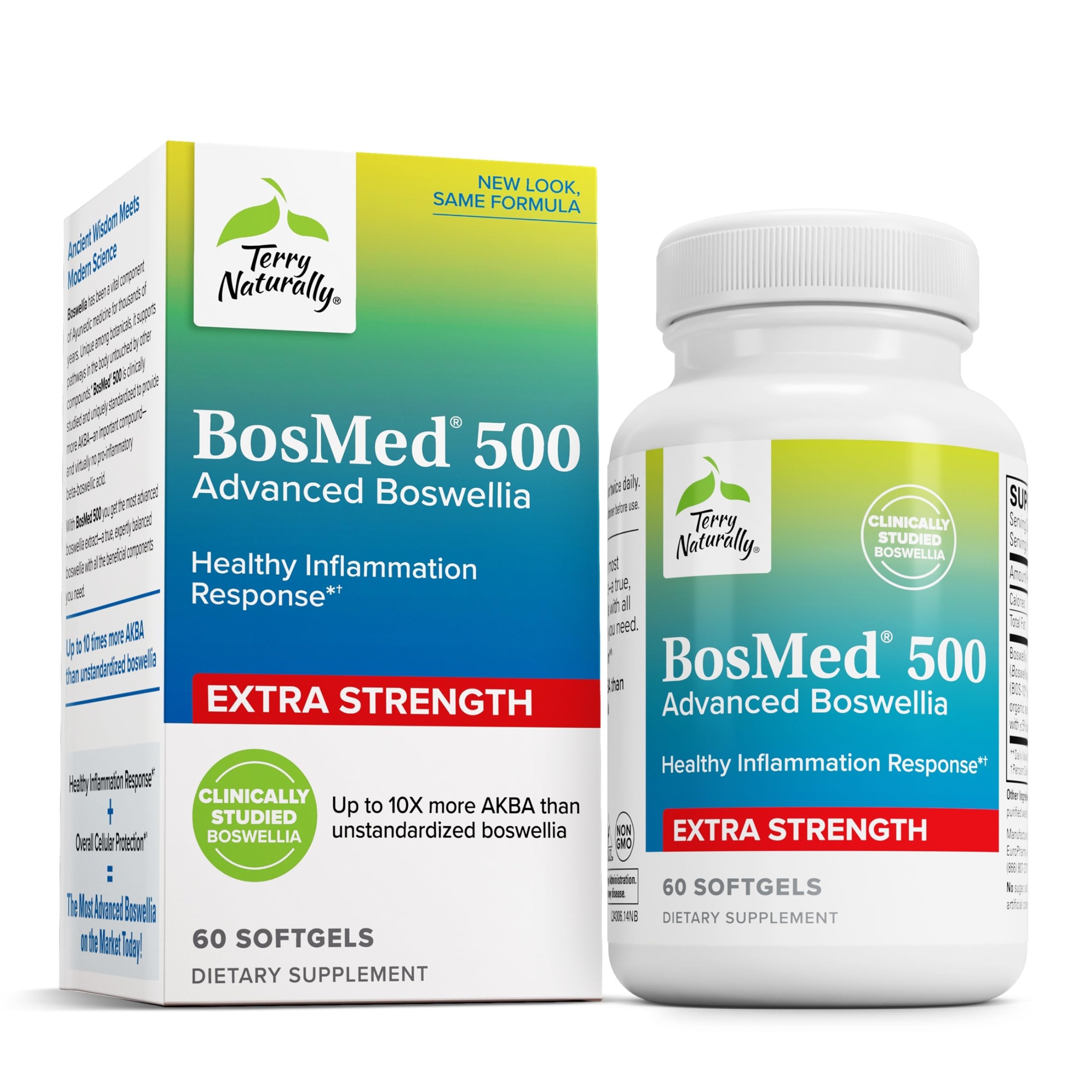 Terry Naturally BosMed 500 bottle front featuring boswellia label for daily wellness