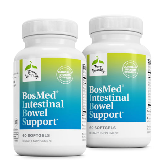 Bottle of Terry Naturally BosMed Intestinal Bowel Support 60 softgels