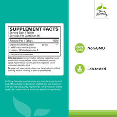 Label of Terry Naturally Bronchial Clear Ivy Leaf Extract showing 90 tablets per bottle (Pack of 2)