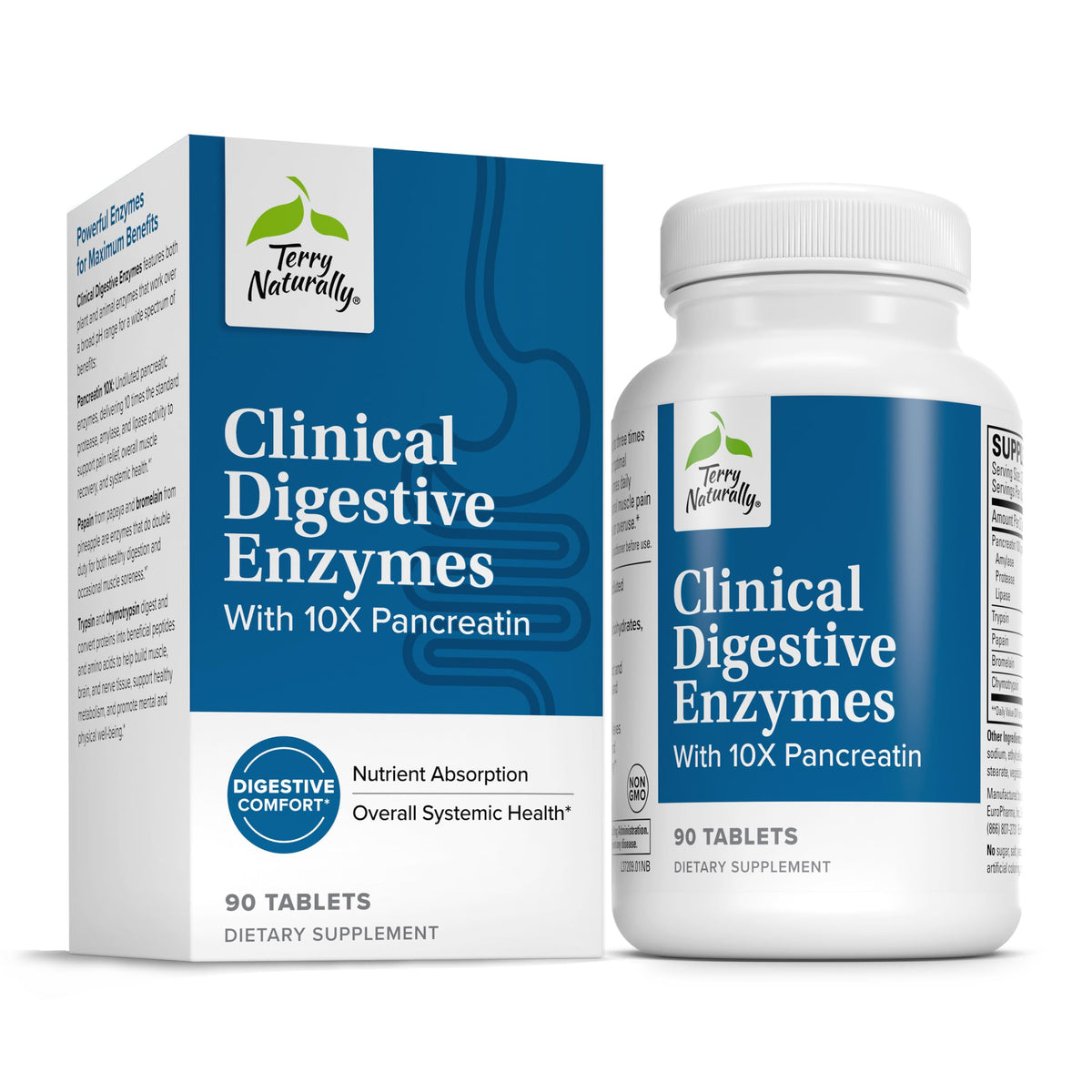 Terry Naturally Clinical Digestive Enzymes bottle with 90 tablets
