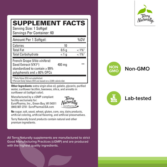 Close-up of Clinical OPC Extra Strength label with grape seed extract
