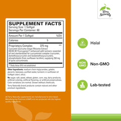Close-up of CuraMed 375mg turmeric-curcumin softgels