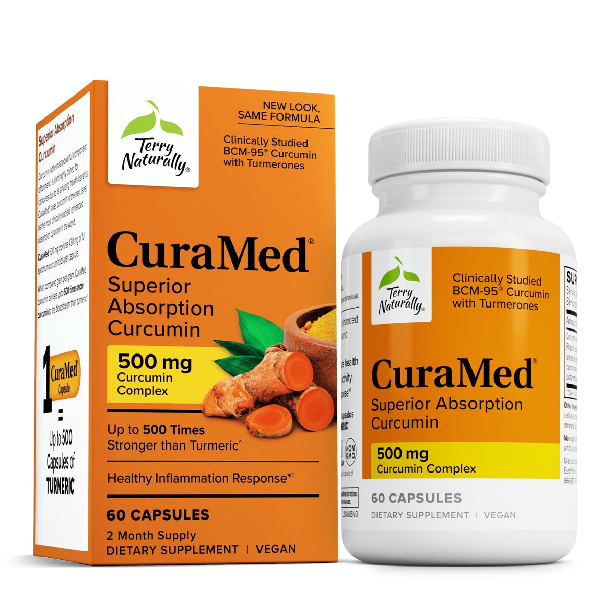 Front view of Terry Naturally CuraMed 500mg bottle
